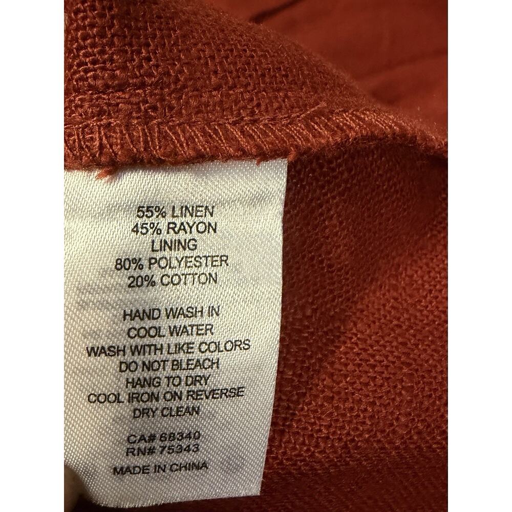 NWT Boho Coastal Linen Blend Belted Romper Rust Utility Safari Pockets Women 10 - Picture 11 of 13